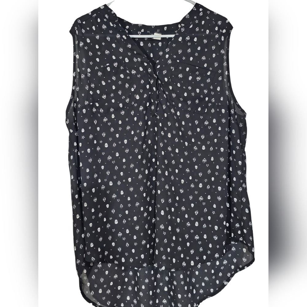 Torrid Georgette Tank Skulls Diamonds Stars Print Size 1
